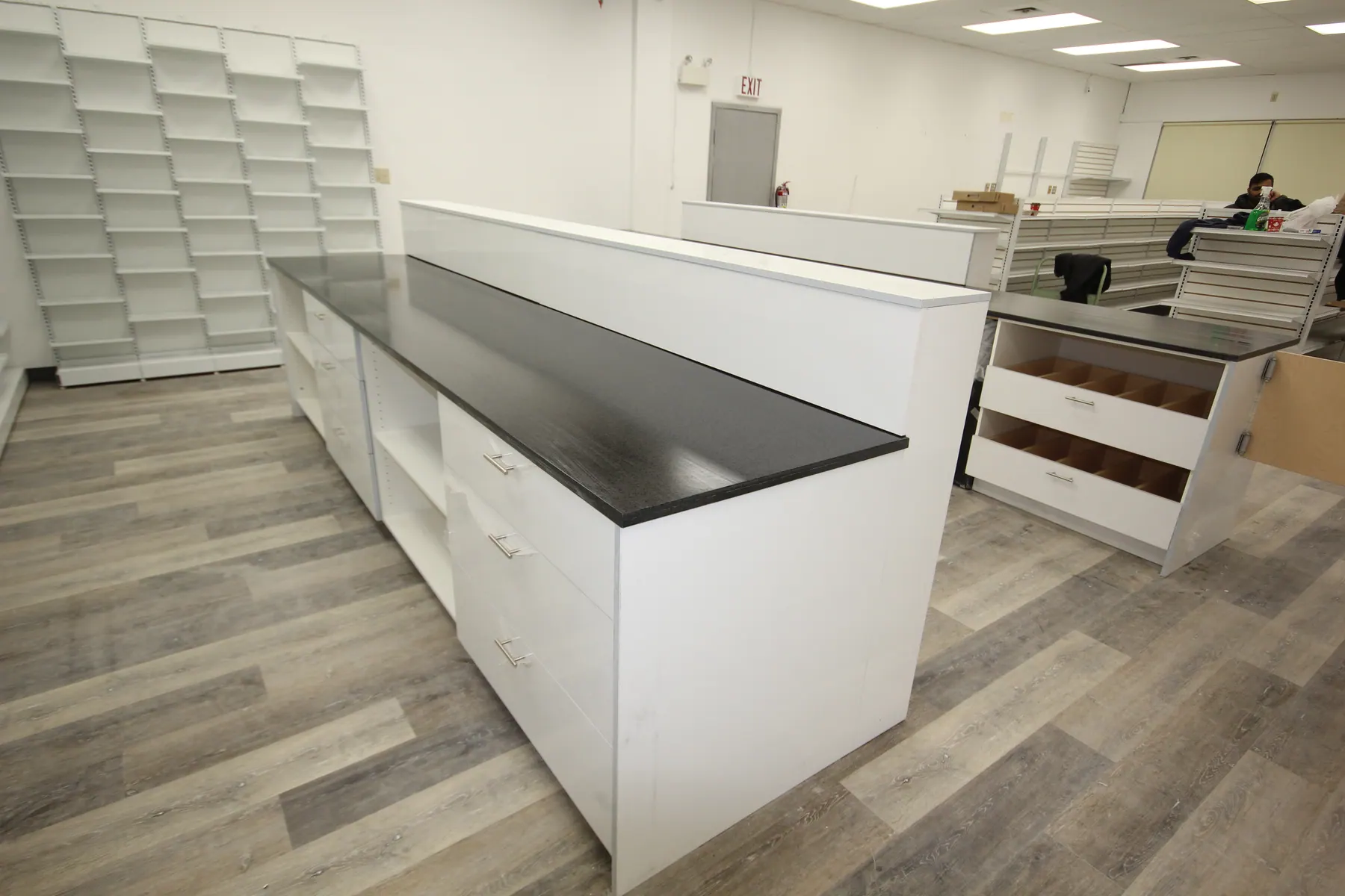 Back-of-house work counter and storage