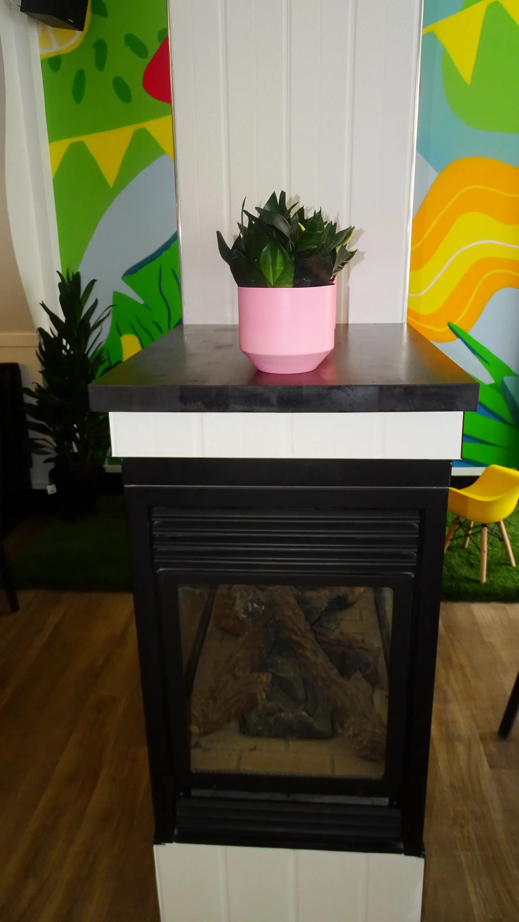 Front counter with drinks equipment set into the stone top